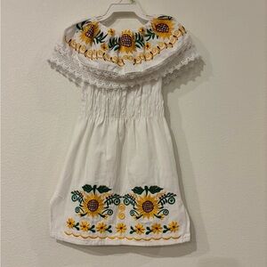 Charming Kids Dress with Yellow Floral Embroidery